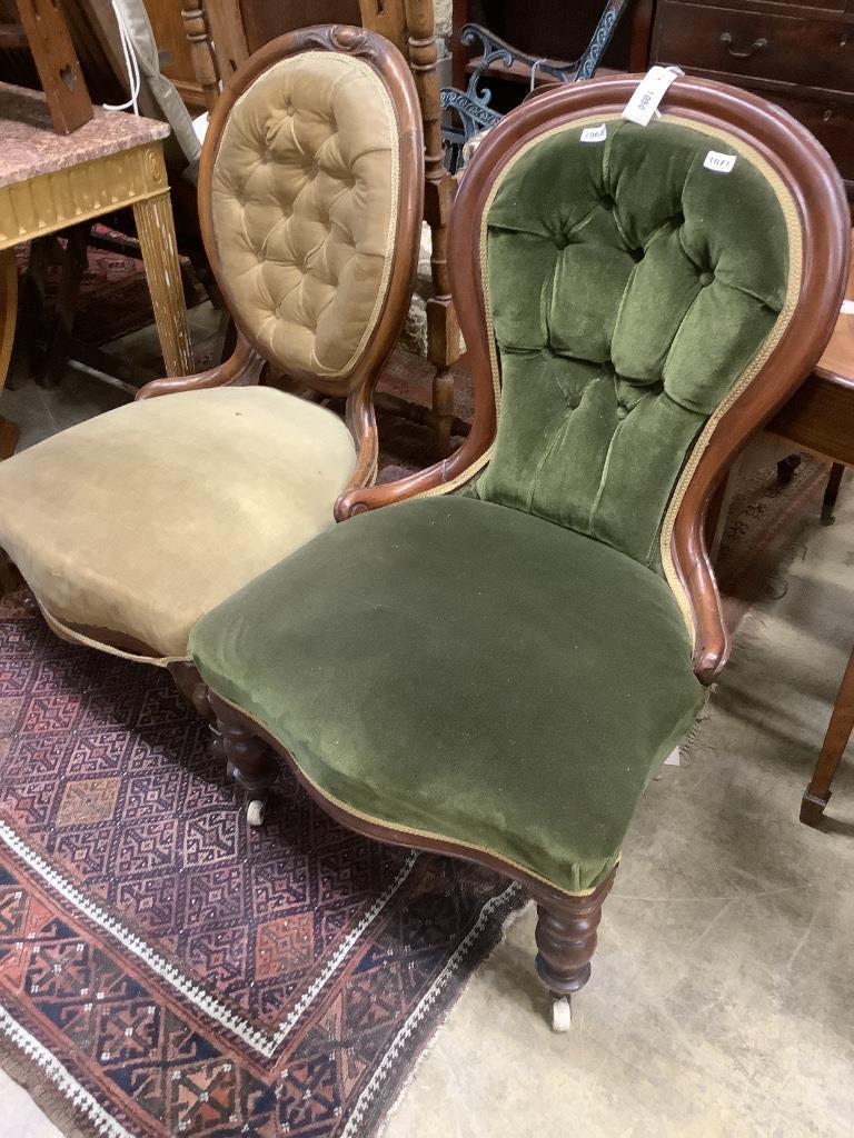 A Victorian mahogany spoon back nursing chair